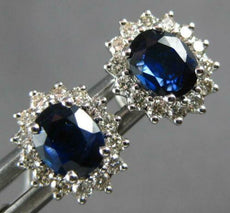 .96CT DIAMOND & AAA SAPPHIRE 14KT WHITE GOLD OVAL AND ROUND FLOWER STUD EARRINGS