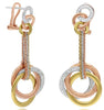 .90CT DIAMOND 18KT TRI COLOR GOLD 3D THRINITY LOVE KNOT CLIP ON HANGING EARRINGS