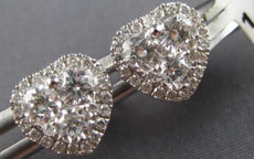ESTATE 1.01CT DIAMOND 18KT WHITE GOLD HEART SHAPE HALO INVISIBLE STUD EARRINGS