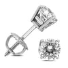 ESTATE 1.5CT DIAMOND 14KT WHITE GOLD 3D ROUND 4 PRONG SCREWBACK STUD EARRINGS