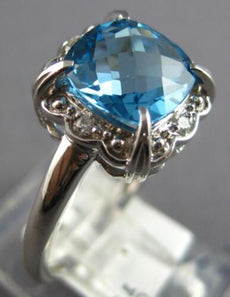 2.54CT DIAMOND & AAA BLUE TOPAZ 14KT WHITE GOLD CUSHION & ROUND FRIENDSHIP RING