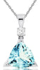 2.3CT DIAMOND & AAA AQUAMARINE 14KT WHITE GOLD TRILLION & ROUND FLOATING PENDANT