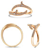 ESTATE .21CT DIAMOND 18KT ROSE GOLD 3D CLASSIC DOUBLE LEAF CRISS CROSS FUN RING