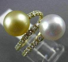 .60CT DIAMOND & AAA SOUTH SEA GOLDEN PEARL 18KT YELLOW GOLD 3D CRISS CROSS RING