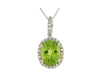 2.58CT DIAMOND & AAA PERIDOT 14KT WHITE GOLD OVAL & ROUND HALO FLOATING PENDANT