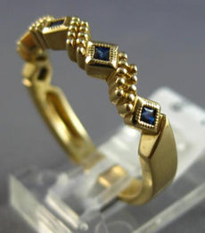 ESTATE .15CT AAA SAPPHIRE 14KT YELLOW GOLD 3D BEADED CRISS CROSS FUN RING