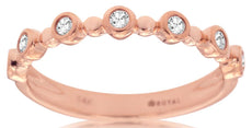 ESTATE .15CT DIAMOND 14KT ROSE GOLD CLASSIC ROUND BEZEL ETOILE 7 STONE FUN RING