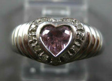 .43CT DIAMOND & AAA PINK SAPPHIRE 14KT WHITE GOLD HEART SHAPE & ROUND LOVE RING
