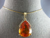 LARGE 15.37CT DIAMOND & AAA CITRINE 14KT YELLOW GOLD PEAR SHAPE & ROUND PENDANT