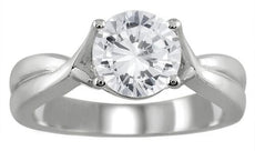 1.0CT DIAMOND 14KT WHITE GOLD 3D SOLITAIRE CRISS CROSS INFINITY ENGAGEMENT RING