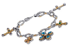 AAA MULTI GEM 18K YELLOW GOLD & 925 SILVER 3D HANDCRAFTED BY THE YARD BRACELET