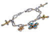 AAA MULTI GEM 18K YELLOW GOLD & 925 SILVER 3D HANDCRAFTED BY THE YARD BRACELET