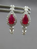 .80CT DIAMOND & AAA RUBY 14KT WHITE GOLD PEAR SHAPE & ROUND HUGGIE HOOP EARRINGS