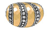 ESTATE LARGE 18KT YELLOW GOLD & 925 SILVER HANDCRAFTED MULTI ROW DOME SHAPE RING