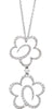 ESTATE LARGE .74CT DIAMOND 18KT WHITE GOLD DOUBLE FLOWER FILIGREE LOVE NECKLACE