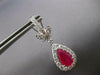 LARGE 4.28CT DIAMOND & AAA RUBY 14KT WHITE GOLD PEAR SHAPE HALO HANGING EARRINGS