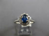 ESTATE .74CT DIAMOND & AAA SAPPHIRE 14K WHITE GOLD OVAL & ROUND FLOWER LOVE RING