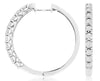 ESTATE 1.0CT DIAMOND 14KT WHITE GOLD ROUND FILIGREE HOOP HUGGIE HANGING EARRINGS