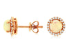 .75CT DIAMOND & AAA OPAL 14KT ROSE GOLD CLASSIC ROUND HALO FLOWER STUD EARRINGS