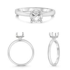.04CT DIAMOND 14KT WHITE GOLD ROUND 4 PRONG SOLITAIRE SEMI MOUNT ENGAGEMENT RING