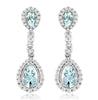 1.32CT DIAMOND & AAA AQUAMARINE 14KT WHITE GOLD PEAR SHAPE HALO HANGING EARRINGS