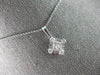 ESTATE .67CT DIAMOND 18KT WHITE GOLD 3D ROUND & BAGUETTE SQUARE FLOATING PENDANT