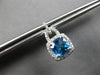 2.07CT DIAMOND & AAA BLUE TOPAZ 14KT WHITE GOLD CUSHION & ROUND HANGING EARRINGS