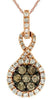 .62CT WHITE & CHOCOLATE FANCY DIAMOND 14K ROSE GOLD FLOWER HALO FLOATING PENDANT