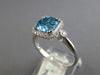 2CT DIAMOND & AAA BLUE TOPAZ 14K WHITE GOLD HALO CUSHION & ROUND ENGAGEMENT RING