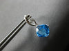 3.46CT DIAMOND & AAA BLUE TOPAZ 14KT WHITE GOLD CUSHION & ROUND HANGING EARRINGS