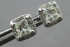 ESTATE 1.10CT DIAMOND 14KT WHITE GOLD PRINCESS & ROUND SQUARE HALO STUD EARRINGS