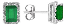 .79CT DIAMOND & AAA EMERALD 14KT WHITE GOLD 3D CLASSIC SQUARE HALO STUD EARRINGS