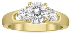 .96CT DIAMOND 14KT YELLOW GOLD 3D ROUND CLASSIC 3 STONE PAST PRESENT FUTURE RING