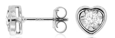 ESTATE .30CT DIAMOND 14KT WHITE GOLD 3D SOLITAIRE HEART SHAPE FUN STUD EARRINGS