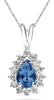 1.49CT DIAMOND & AAA SAPPHIRE 14K WHITE GOLD PEAR SHAPE & ROUND FLOATING PENDANT