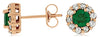 ESTATE 1.35CT DIAMOND & AAA EMERALD 14KT ROSE GOLD CLASSIC FLOWER STUD EARRINGS