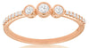 ESTATE .22CT DIAMOND 14KT ROSE GOLD ROUND 3 STONE PAST PRESENT FUTURE LOVE RING