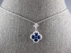 .68CT DIAMOND & AAA SAPPHIRE 18KT WHITE GOLD 4 LEAF CLOVER LOVE FLOATING PENDANT