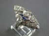 ANTIQUE LARGE ART DECO .71CT OLD MINE DIAMOND & AAA SAPPHIRE PLATINUM RING 27762