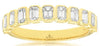 ESTATE 1CT DIAMOND 14KT YELLOW GOLD EMERALD CUT BEZEL 11 STONE ANNIVERSARY RING