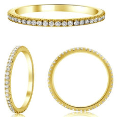 .38CT DIAMOND 14KT YELLOW GOLD 3D ROUND 4 PRONG SEMI ETERNITY ANNIVERSARY RING