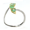 LARGE 1.69CT DIAMOND & AAA EMERALD 18KT 2 TONE GOLD PEAR SHAPE & ROUND FUN RING