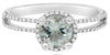1.03CT DIAMOND & AAA GREEN AMETHYST 14KT WHITE GOLD ROUND HALO FLORAL LOVE RING