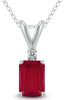 .77CT DIAMOND & AAA RUBY 14KT WHITE GOLD 3D EMERALD CUT & ROUND FLOATING PENDANT