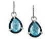 14.15CT DIAMOND & AAA SAPPHIRE & AAA BLUE TOPAZ 14KT WHITE GOLD HANGING EARRINGS