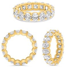 5.25CT DIAMOND 18KT YELLOW GOLD 3D OVAL ETERNITY WEDDING BAND ANNIVERSARY RING