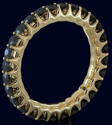1.61CT BLACK DIAMOND 14KT YELLOW GOLD 3D ROUND ETERNITY WEDDING ANNIVERSARY RING