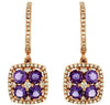 1.68CT DIAMOND & AAA AMETHYST 14KT ROSE GOLD SQUARE LEVERBACK HANGING EARRINGS