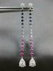 LONG 1.46CT DIAMOND & AAA MULTI COLOR SAPPHIRE 14K WHITE GOLD HANGING EARRINGS