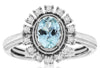 .75CT DIAMOND & AAA AQUAMARINE 14KT WHITE GOLD 3D OVAL & ROUND FLOWER FUN RING